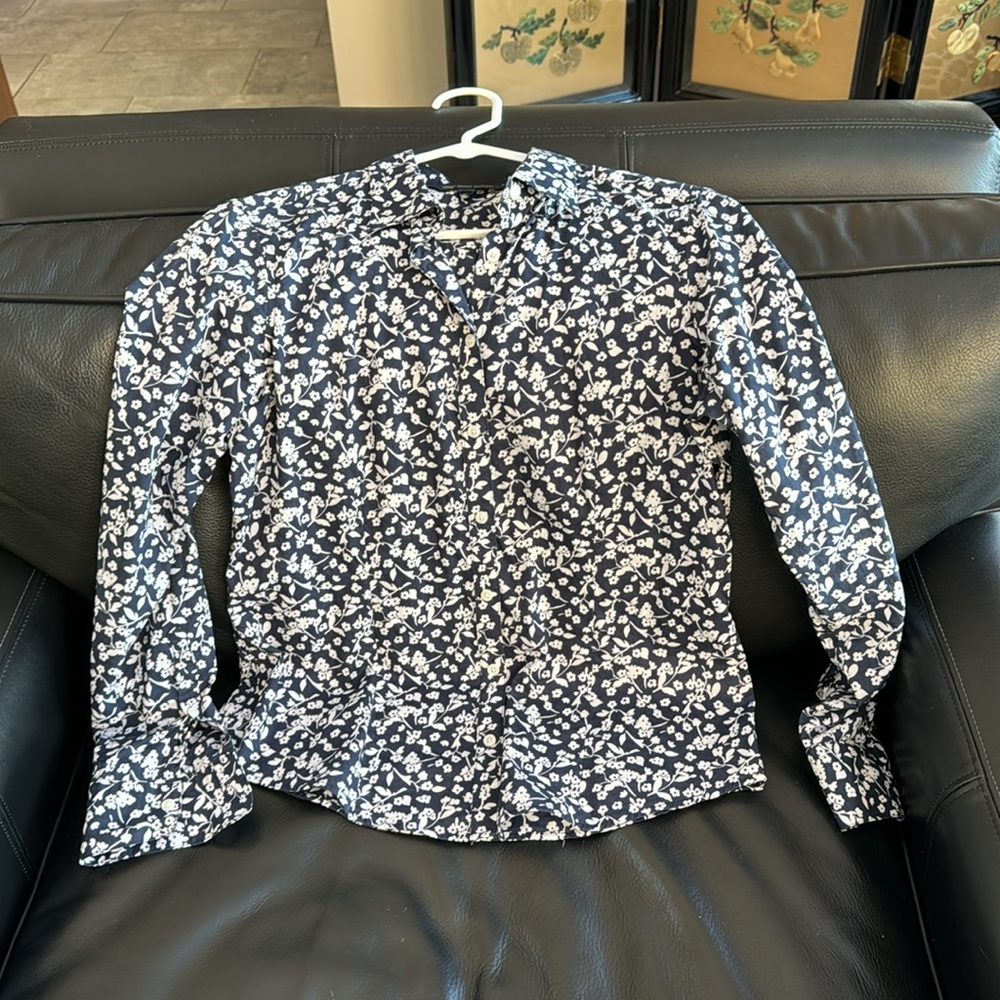 Brooks Brothers Navy and White Floral Button Down Shirt